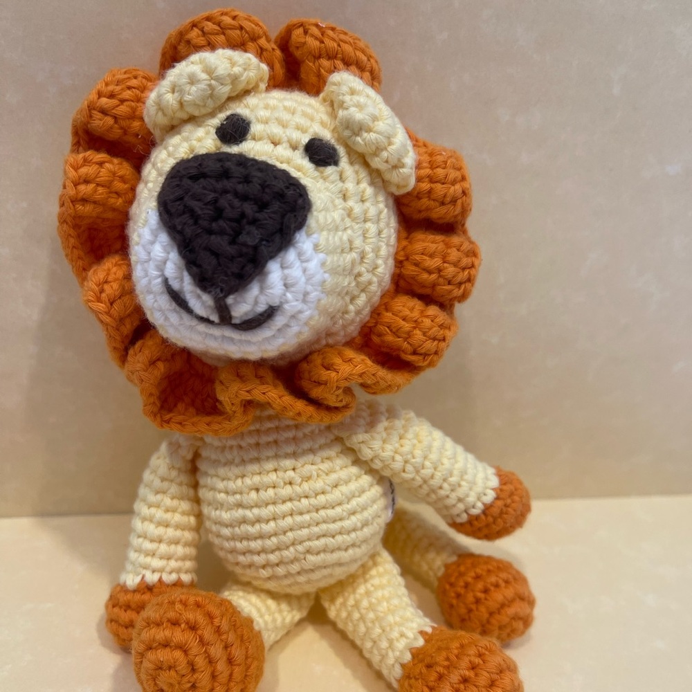 Mini Organic Cotton crocheted Leo The Lion - made by a mother in Turkey